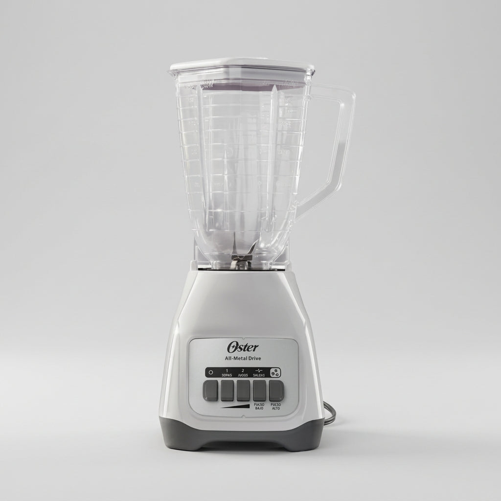 Licuadora Oster Kaliman BLSTKAP-WPB 550 W, 2 Velocidades + Pulso, Vaso de Plástico 1.25 L, Acople Metálico, Pica Hielo, Blanca