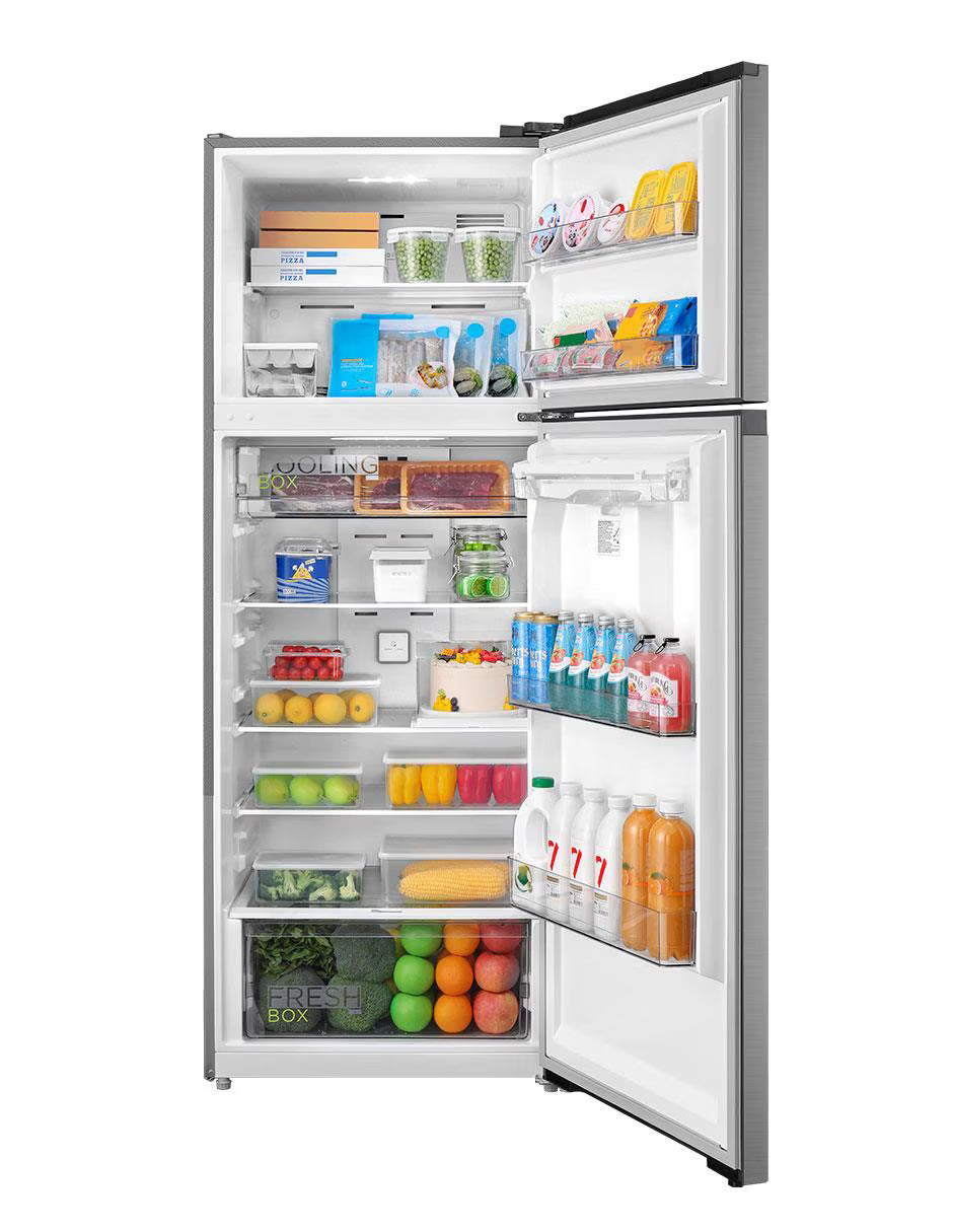 Refrigerador Midea Top Mount 17 Pies Inverter Quattro MDRT645MTM46WD, Dispensador de Agua, No Frost, Cooling Box, Bru Steel