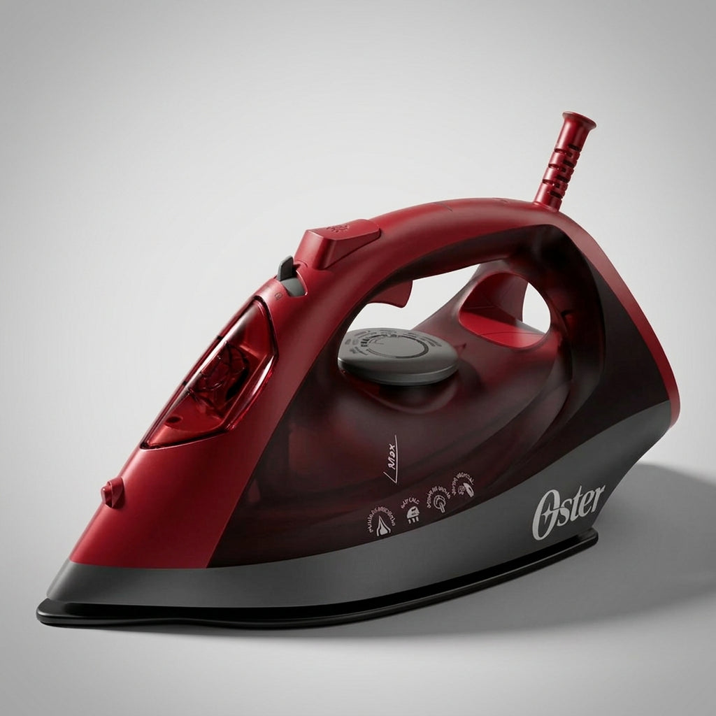 Plancha de Vapor Oster GCSTBS6051 1250 W, Suela de Cerámica Aeroceramic, Golpe de Vapor 80 g, Tanque 250 ml, Roja Metalizada