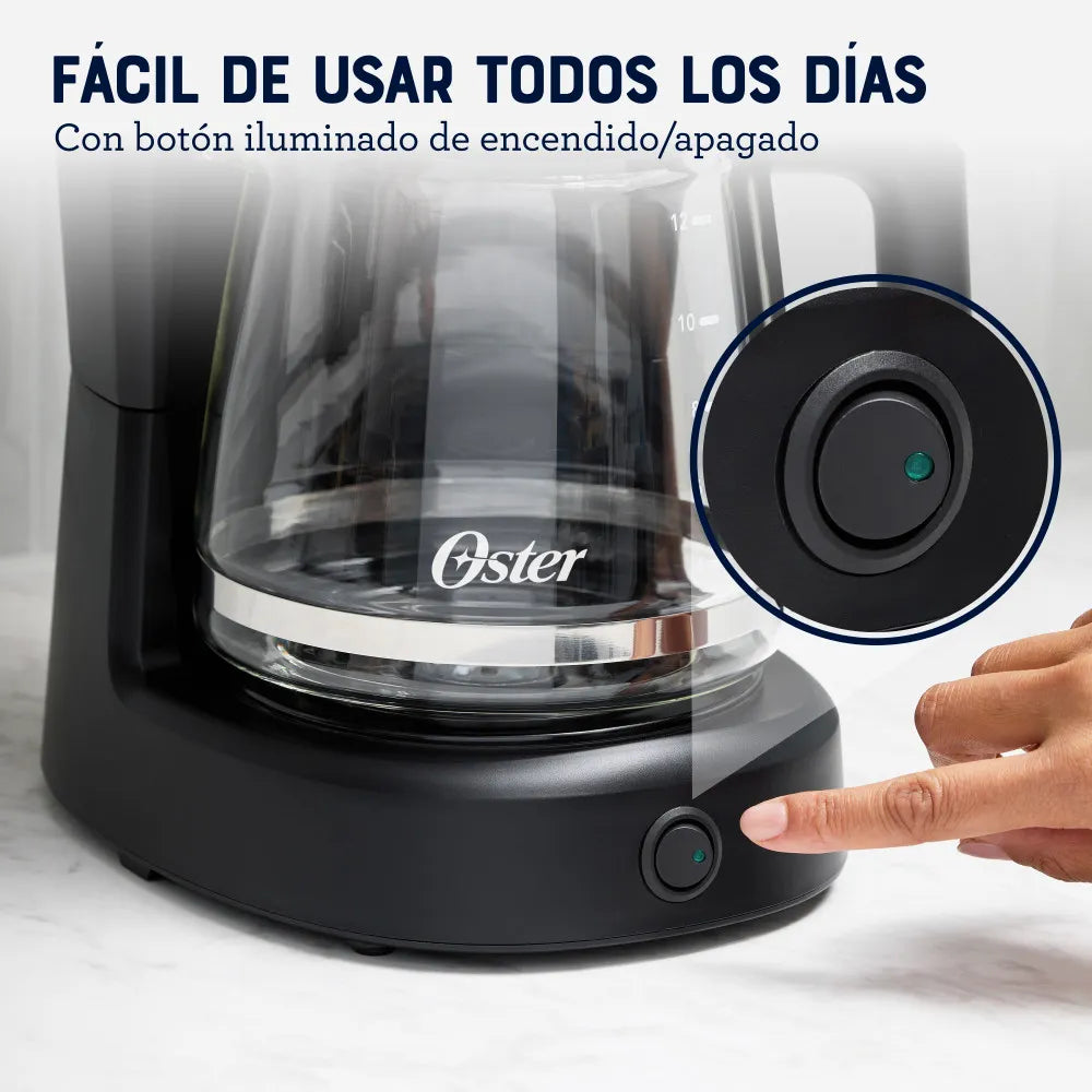 Cafetera de Goteo Oster BVSTDC12 12 Tazas 900 W, Filtro Permanente, Pausa y Sirve, Mantiene Caliente, Negra