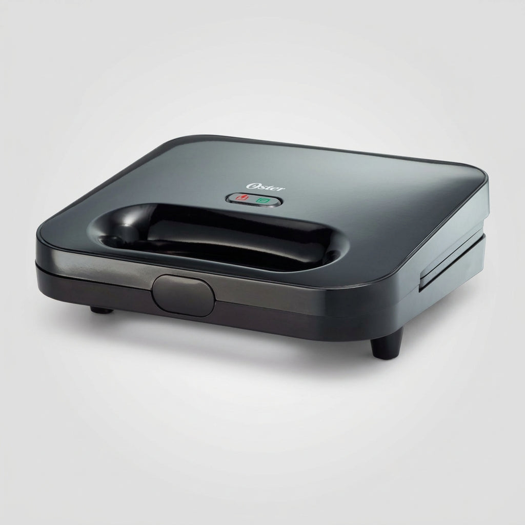 Sandwichera Compacta Oster CKSTSM2885 750 W, 2 Sándwiches o 4 Bocadillos, Placas Antiadherentes, Termostato Automático, Negra
