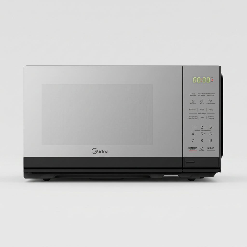 Horno de Microondas Midea Practia MMDF07S2MB 0.7 pies³ (20 L), 1050 W, 10 Niveles, 6 Programas, Modo Eco, Negro Puerta Espejo