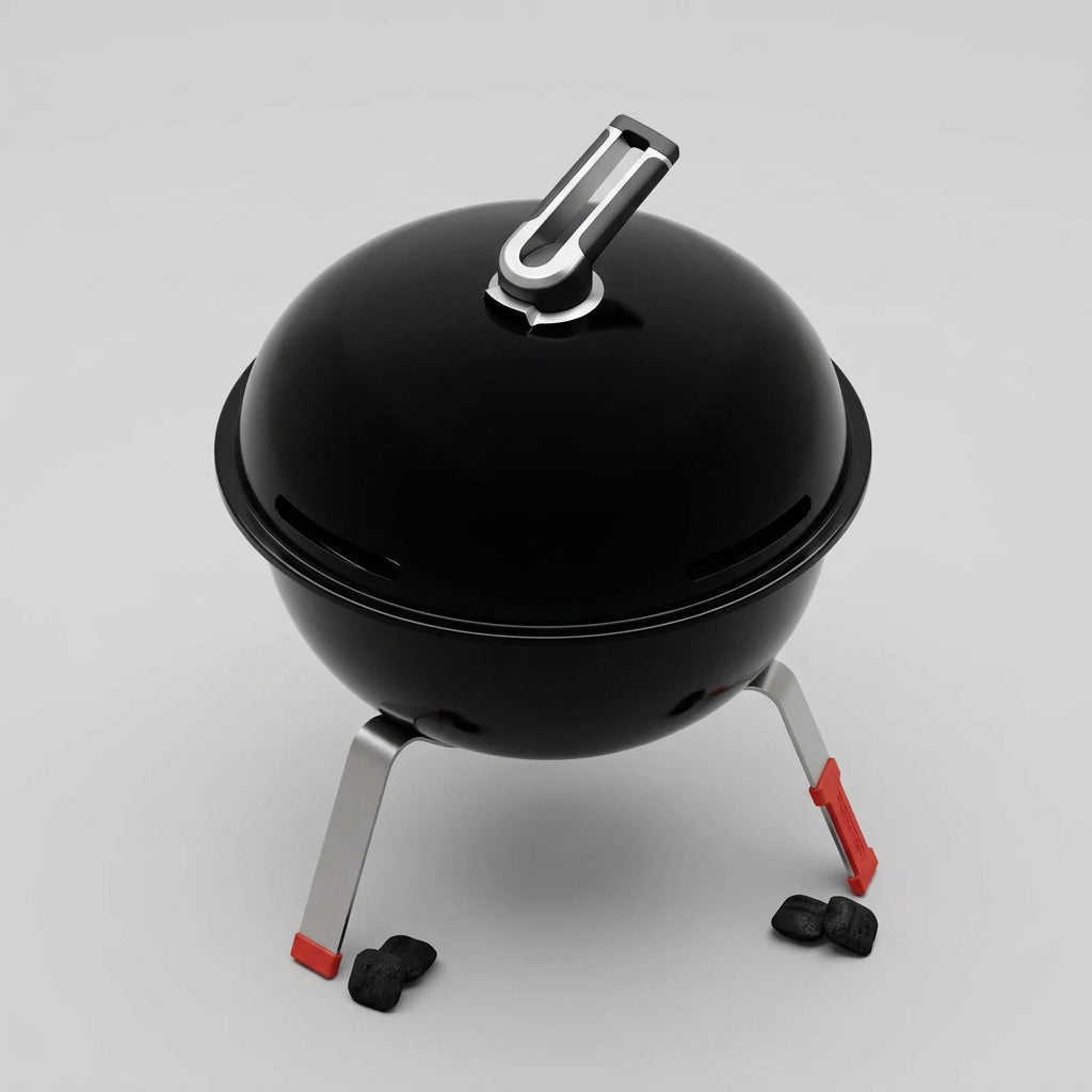 Asador a Carbón Tramontina TCP-320L con Tapa, Grill Portátil 36.7 cm, Acero Esmaltado y Parrilla de Acero Inoxidable