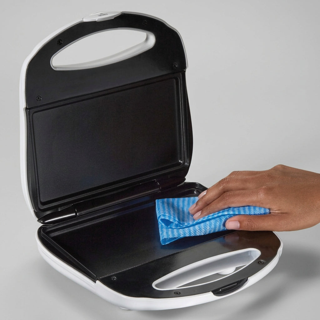 Sandwichera Proctor Silex 25401G 700 W, 2 Sándwiches o 1 Largo, Superficie Antiadherente, Luces Indicadoras, Blanca