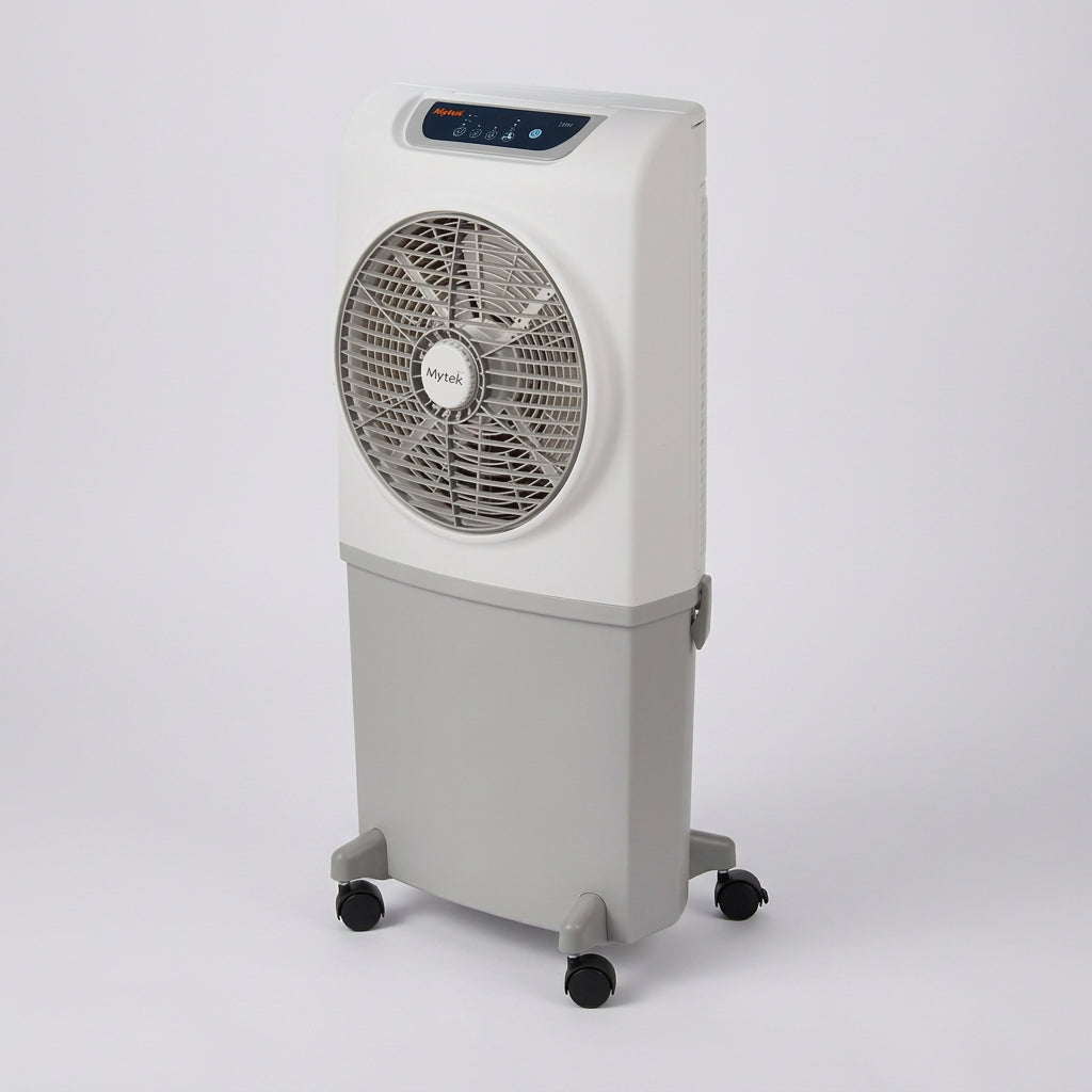 Enfriador Evaporativo Portátil Mytek 3204 45 Litros, 80W, 650 CFM, Diseño de Esquina, Control Remoto, Pantalla LED