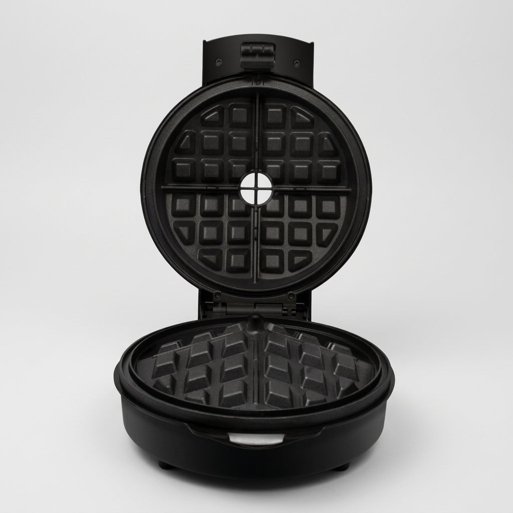 Waflera Belga Estilo Volcán RCA RC-92, Waffles de 20 cm en 4 Porciones, 700W, Antiderrame, Placas Antiadherentes, Negra
