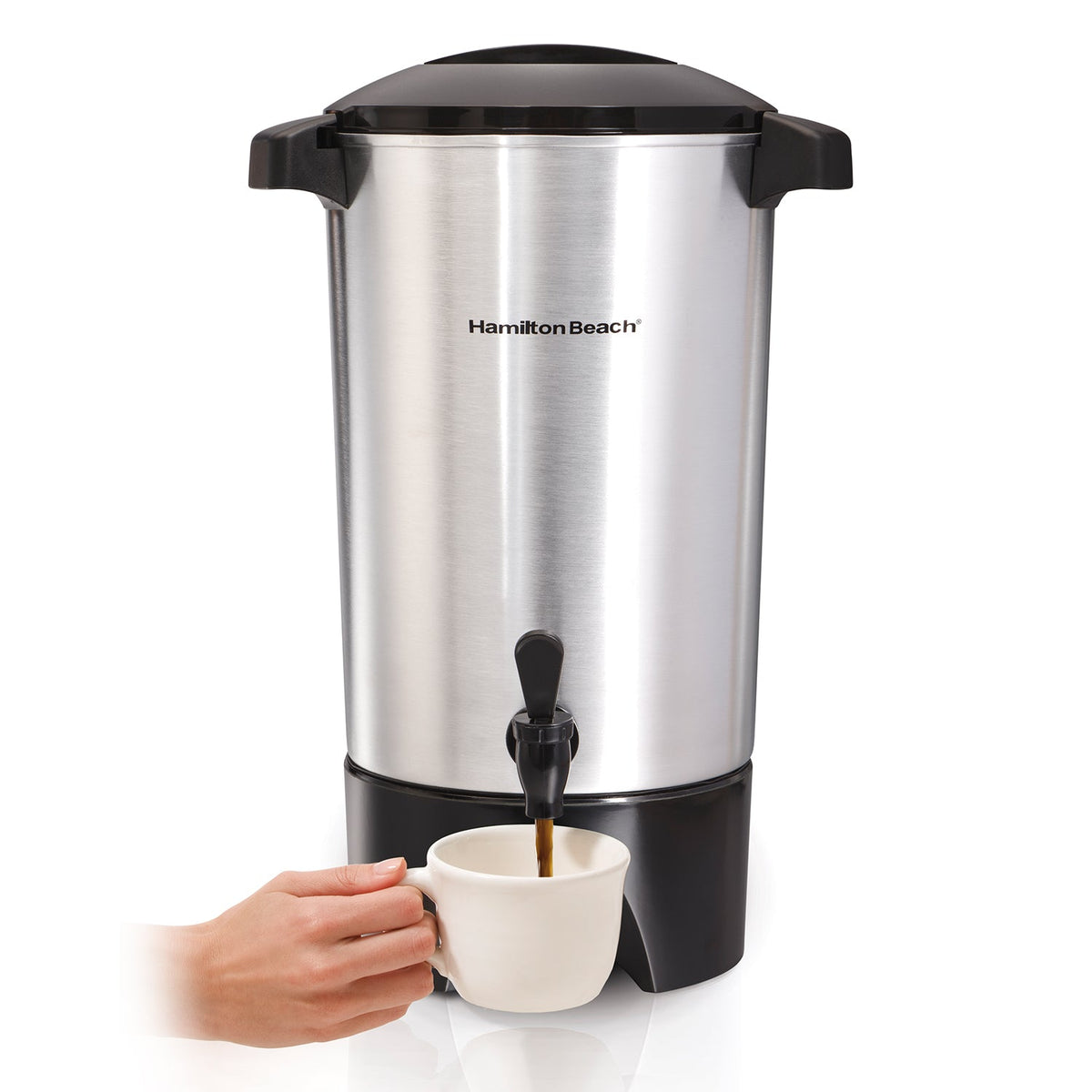 Cafetera Percoladora Hamilton Beach 40515G 45 Tazas con Dispensador de 2 Vías, Mantiene Caliente, Filtro Permanente