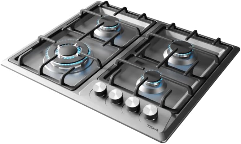 Combo Teka Duetto Deluxe 60: Parrilla de Gas Empotrable 4 Quemadores + Campana Empotrable 3 Velocidades, Acero Inoxidable 60 cm