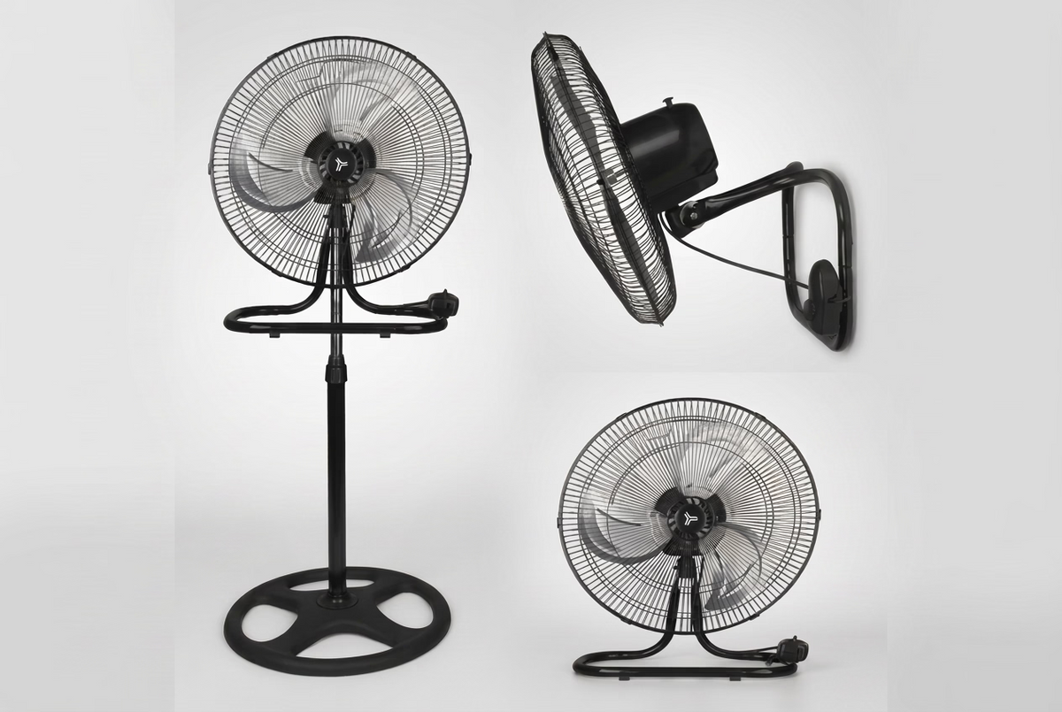 Ventilador MasterFan X3 Turbo 18" 3 en 1 Pedestal, Piso y Pared, 90W, 1,350 RPM, 3 Velocidades, Oscilación 90°, Negro