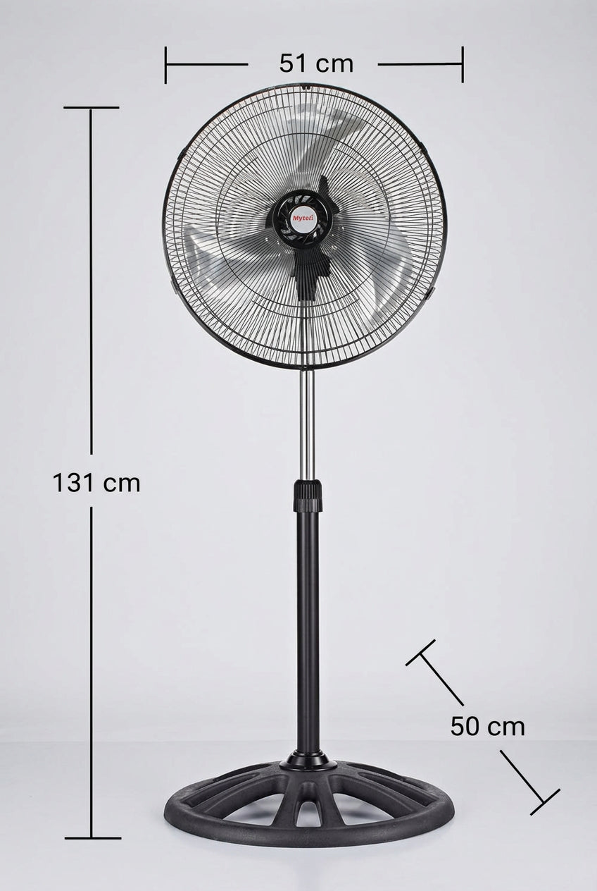 Ventilador Mytek 3386 de 18" 2 en 1 Pedestal o Piso, Metálico, 92W, 3 Velocidades, Oscilación 90°, Negro