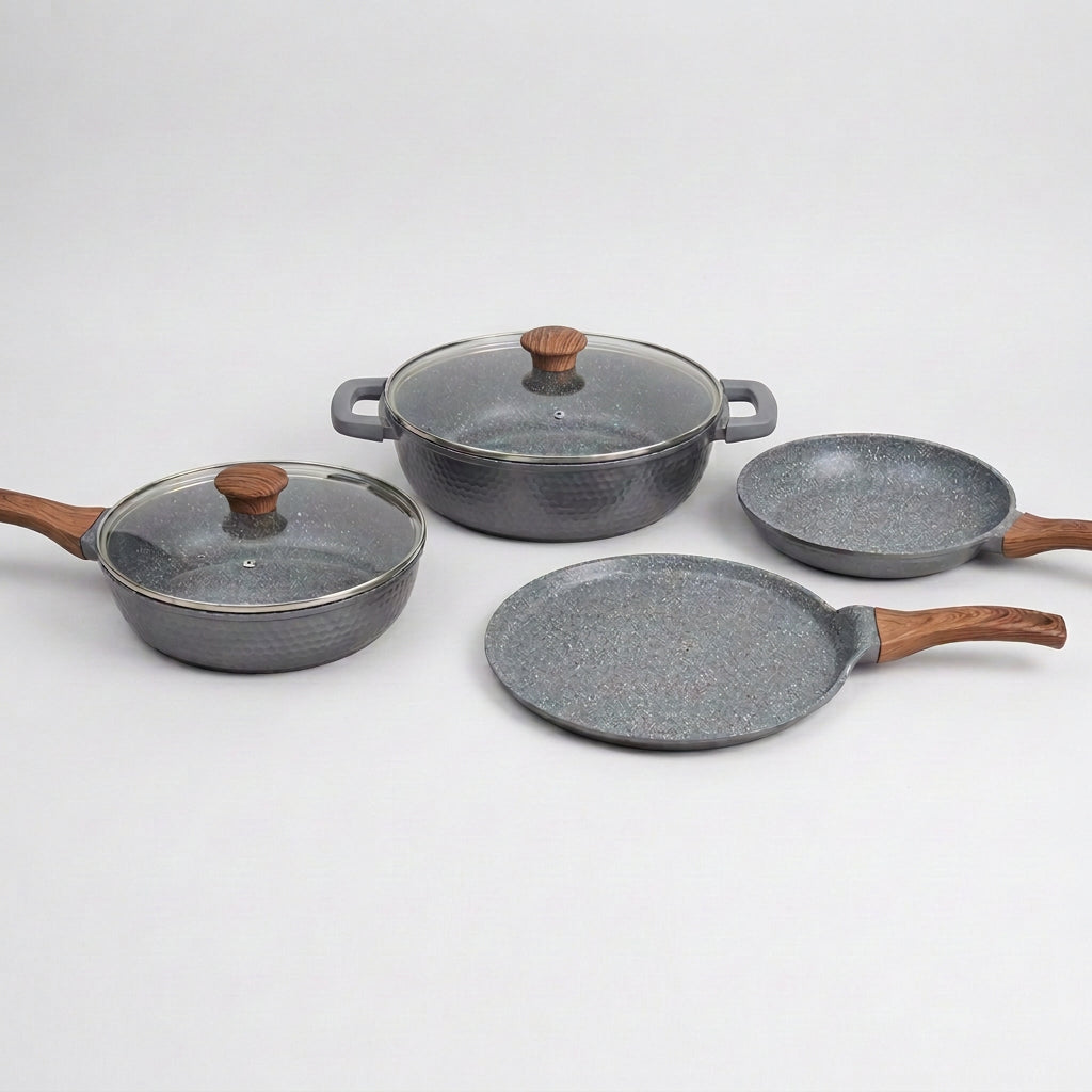 Juego de Cocina Sarym Home Gretta 6 Piezas, Arrocera, Sartenes y Comal 28 cm, Antiadherente, Apto Inducción
