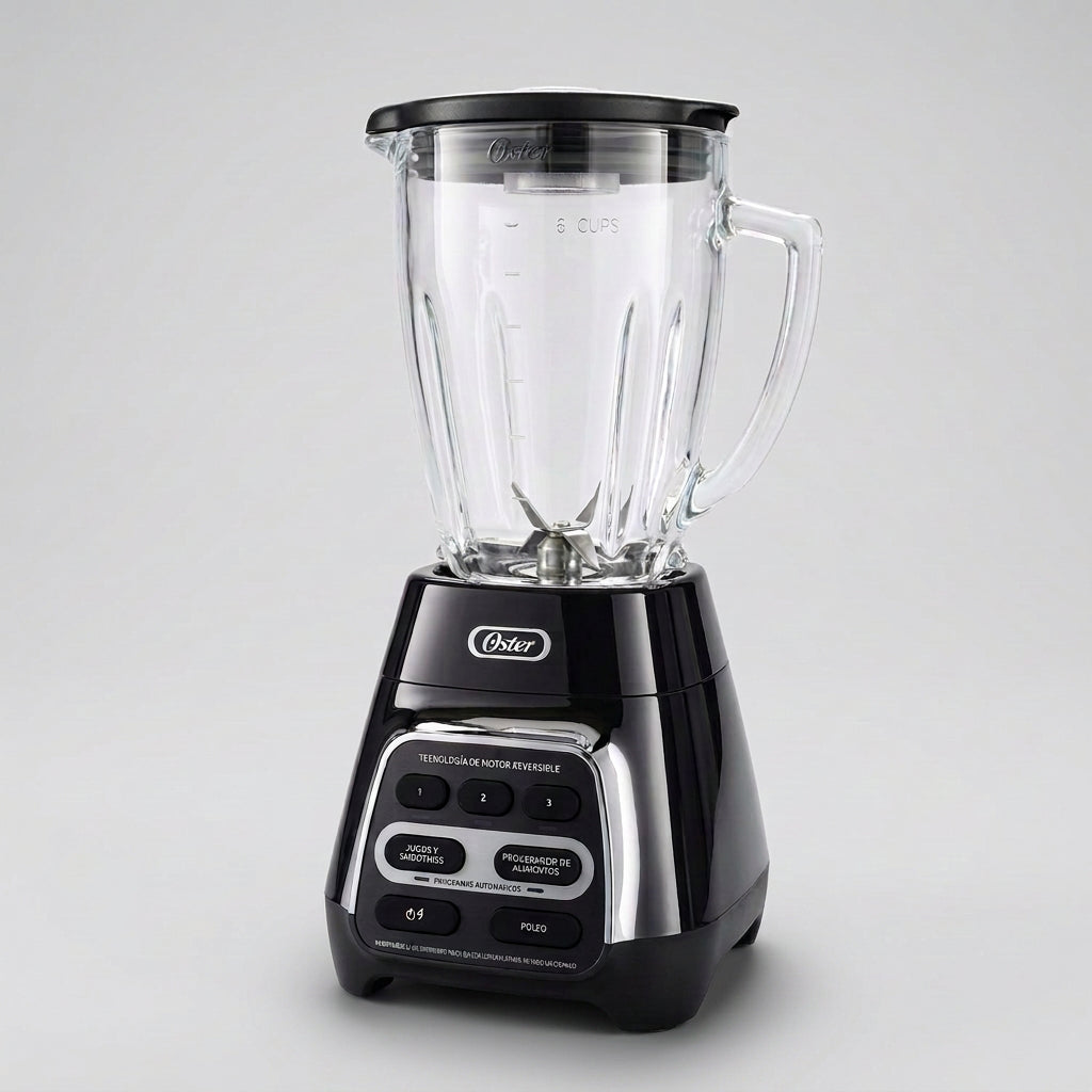 Licuadora Oster Reversible BLSTPYG1209B 600 W, 3 Velocidades + Pulso, 2 Programas Automáticos, Vaso de Vidrio 1.5 L, Negra