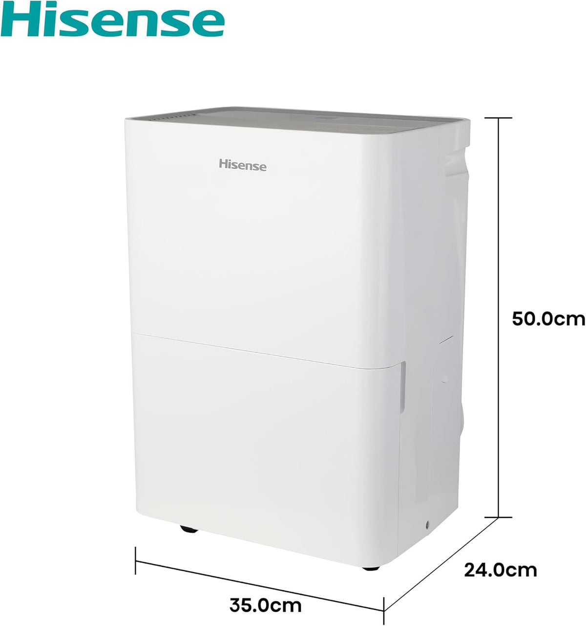 Deshumidificador Portátil Hisense DH50K1R 50 Pintas (23.7 L/día) 110V para 93 m², Control Remoto, Drenaje Continuo, Modo Silencioso