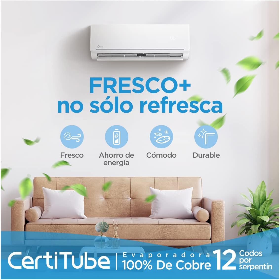 Midea MAS18C2AGR / Minisplit Solo Frío 1.5 Ton (18,000 BTU) 220V
