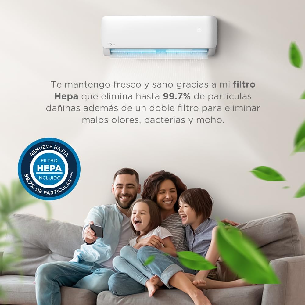 Minisplit Midea Max Fresh MAS12C1AGS 1 Tonelada 12,000 BTU Solo Frío 110V con Filtro HEPA, 6 Años de Garantía en Compresor