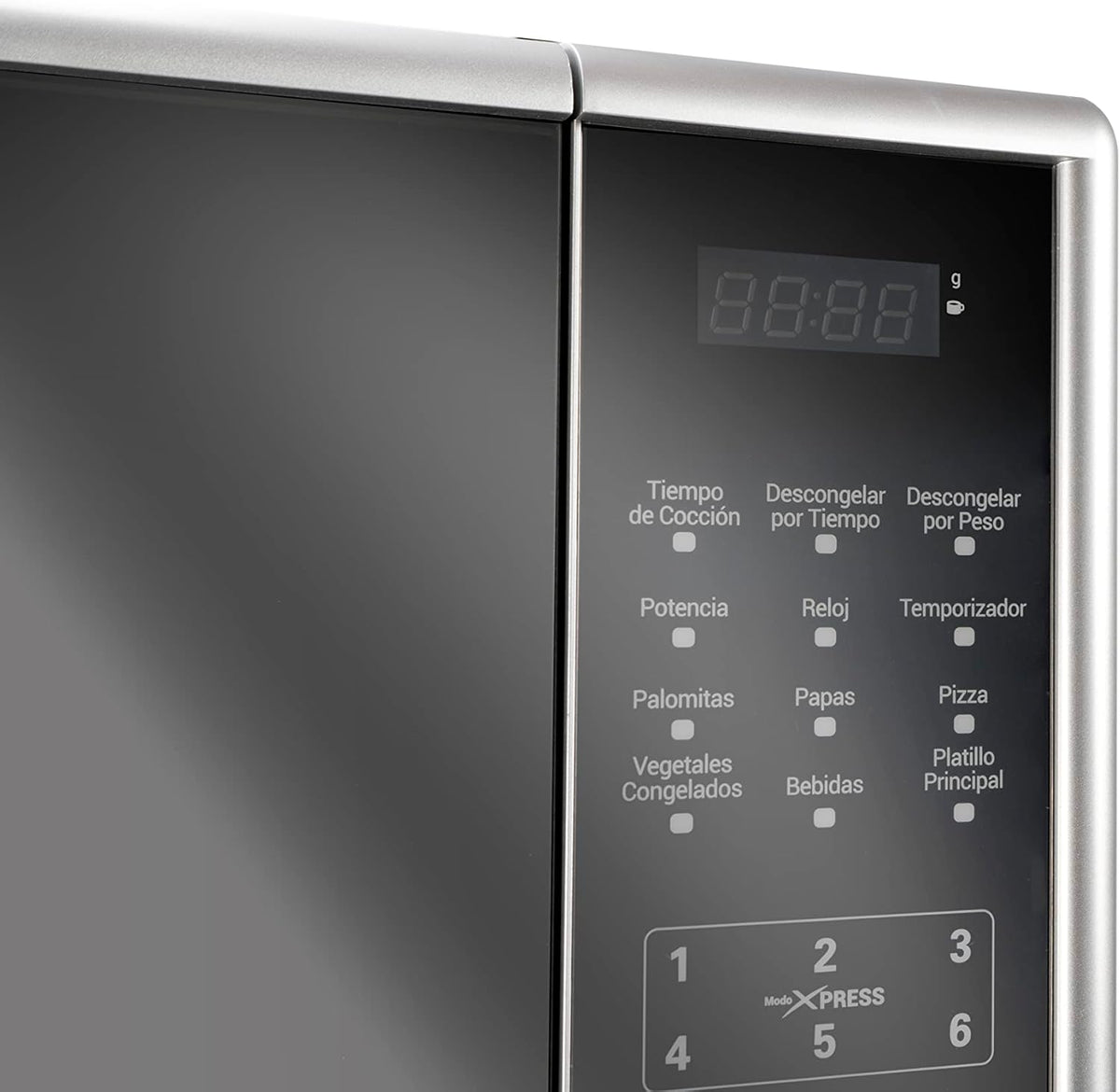 Horno de Microondas Mirage X Wave MWD031E 1.1 Pies (31 L) 1000W, Acabado Espejo Plata, 10 Niveles, Descongelado por Peso