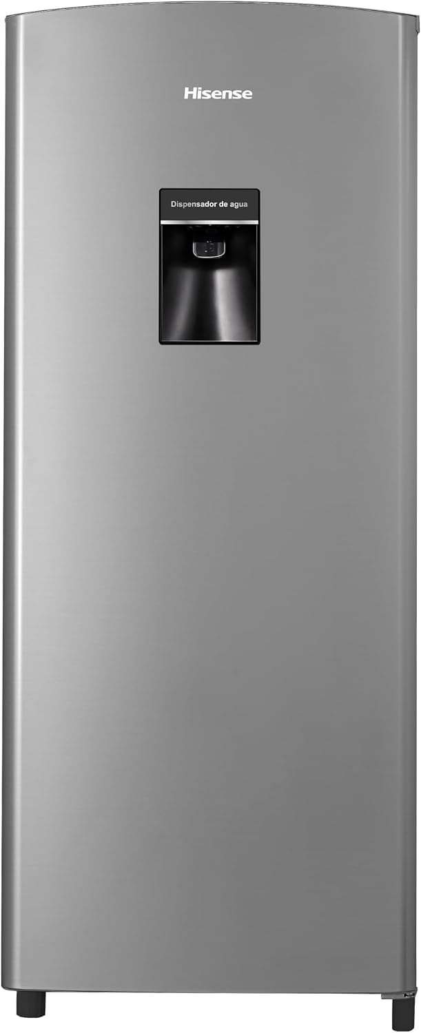 Refrigerador Hisense RR63D6WGX 6.3 Pies (7 Pies) con Despachador de Agua, Una Puerta, 176 L, Gris Plata