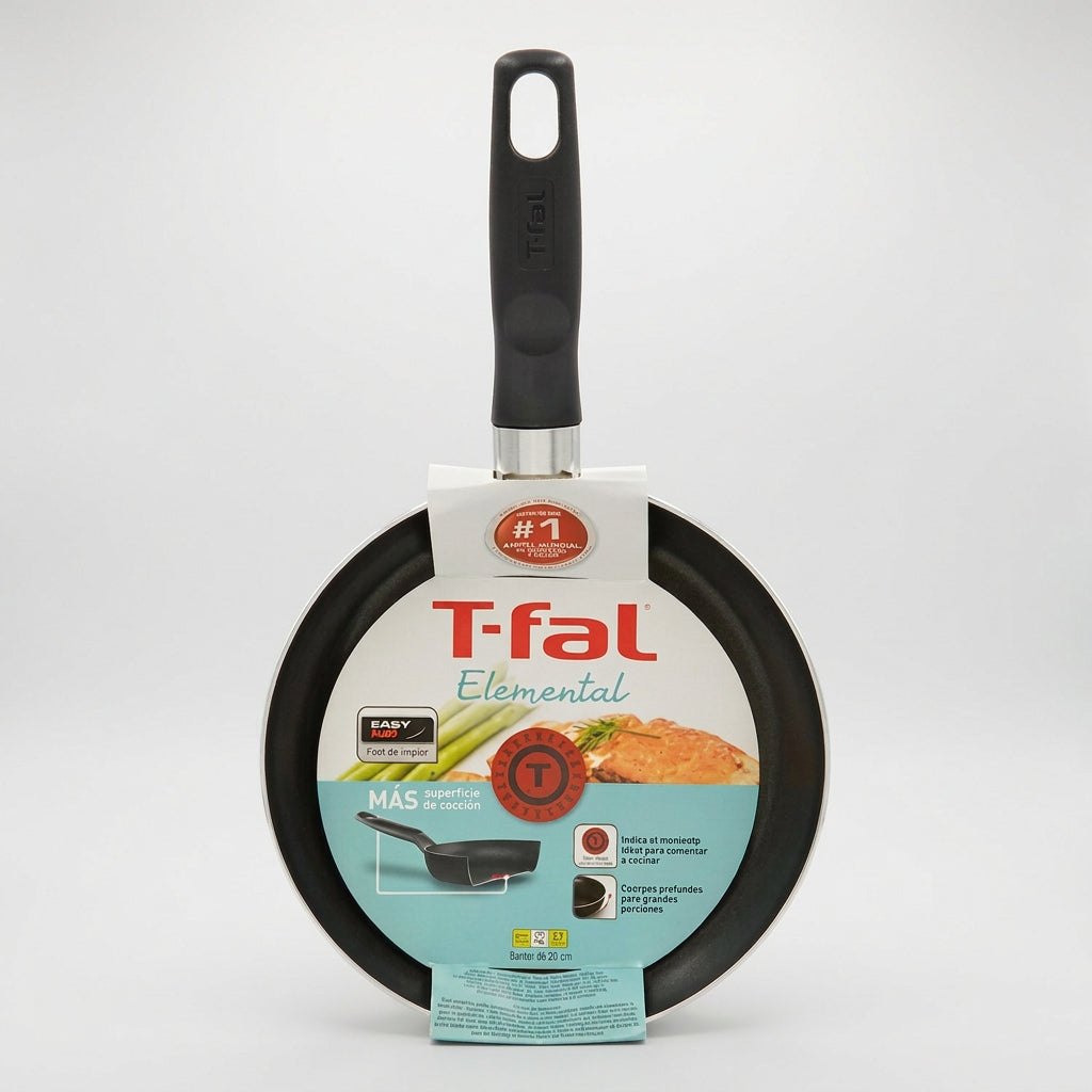 Sartén T-fal Elemental 20 cm Negro 388000, Aluminio Antiadherente, Thermo-Spot, Libre de PFOA