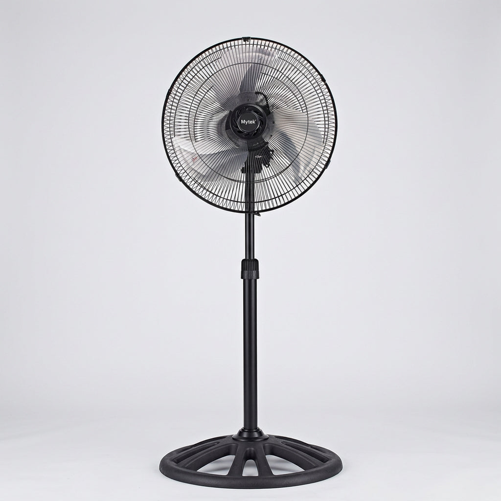 Ventilador de Pedestal Mytek 3392 de 18" Metálico, 85W, 3 Velocidades, Oscilación 90°, Altura Ajustable 88–131 cm, Negro