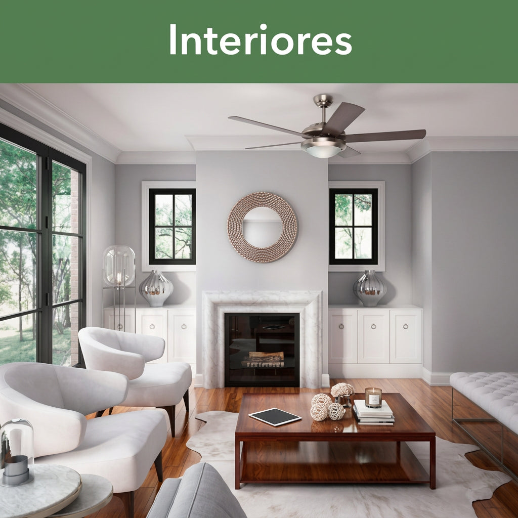 Ventilador de Techo Hunter Solaris 21767 de 52" con Luz, 5 Aspas Reversibles, Motor WhisperWind Silencioso, Níquel Cepillado