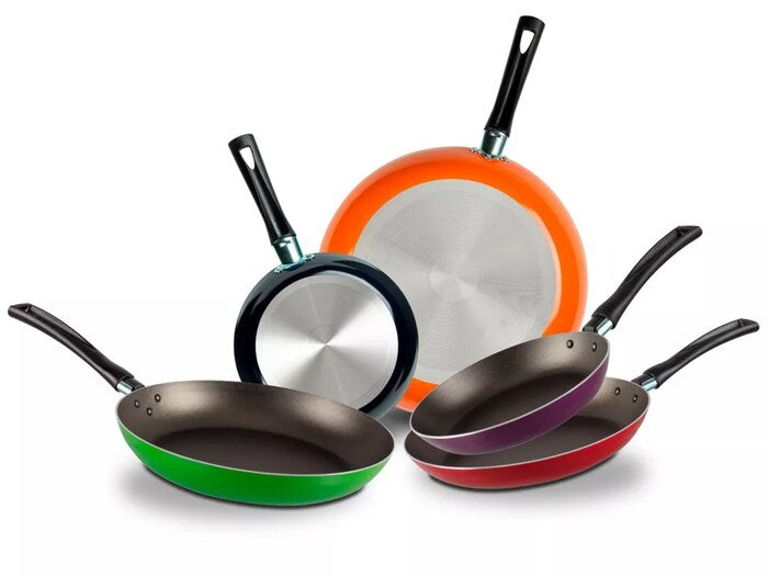 Juego de Sartenes Ekco 5 Piezas Antiadherente de Aluminio 18, 20, 24, 26 y 30 cm, Libre de PFOA, Colores