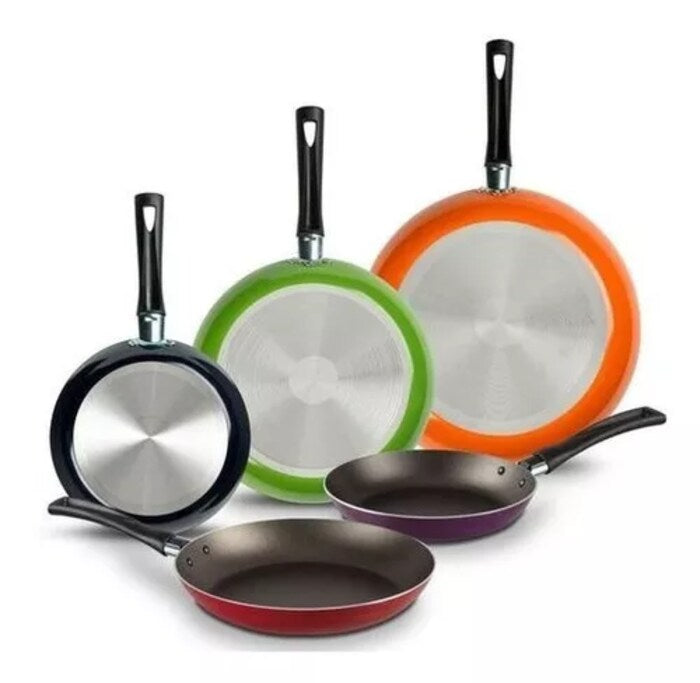 Juego de Sartenes Ekco 5 Piezas Antiadherente de Aluminio 18, 20, 24, 26 y 30 cm, Libre de PFOA, Colores