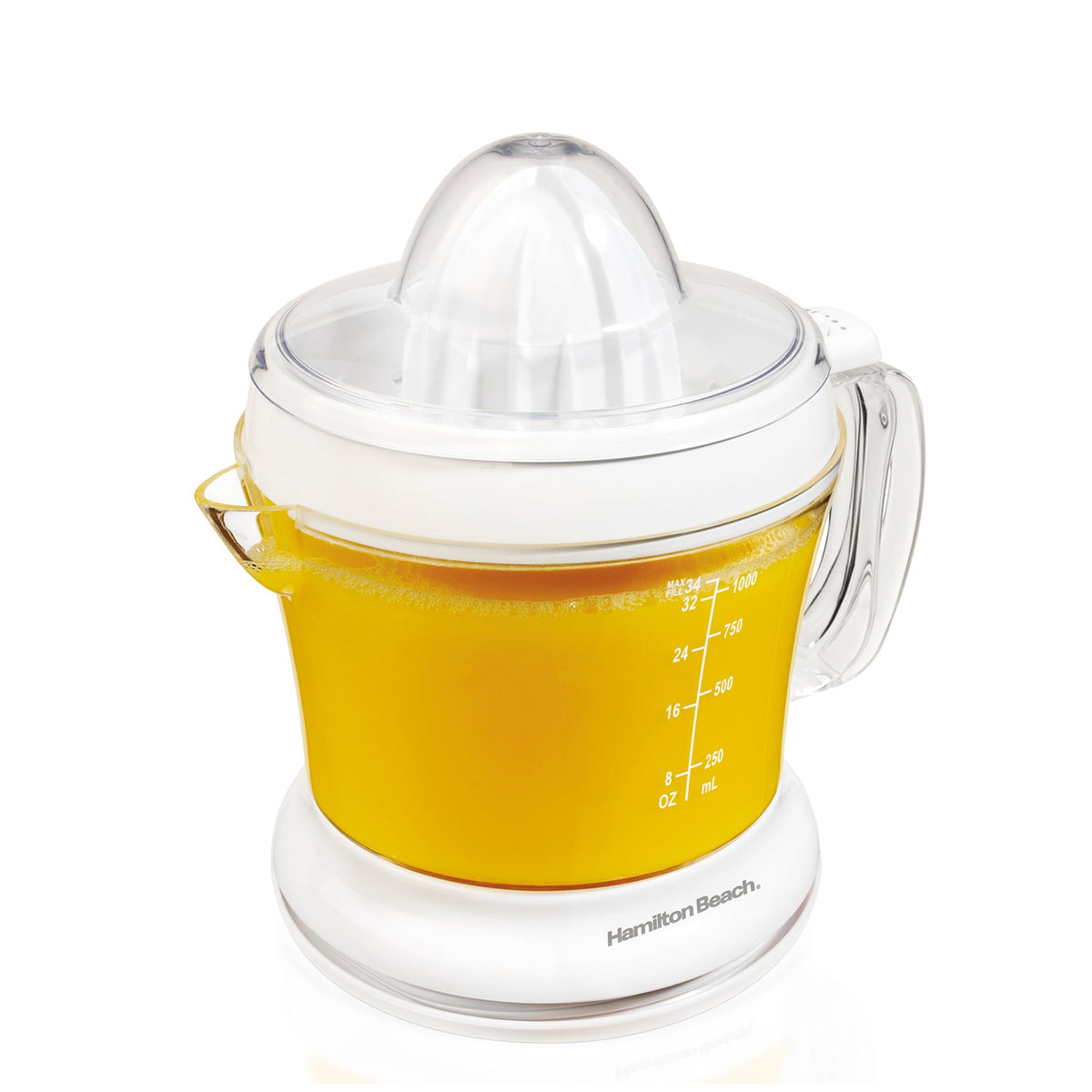 Exprimidor de Cítricos Eléctrico Hamilton Beach 66334 Juicit 1 Litro, 2 Conos, Control de Pulpa, 30W, Blanco
