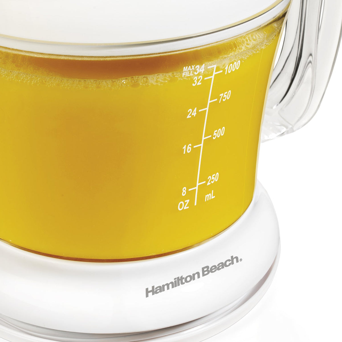 Exprimidor de Cítricos Eléctrico Hamilton Beach 66334 Juicit 1 Litro, 2 Conos, Control de Pulpa, 30W, Blanco