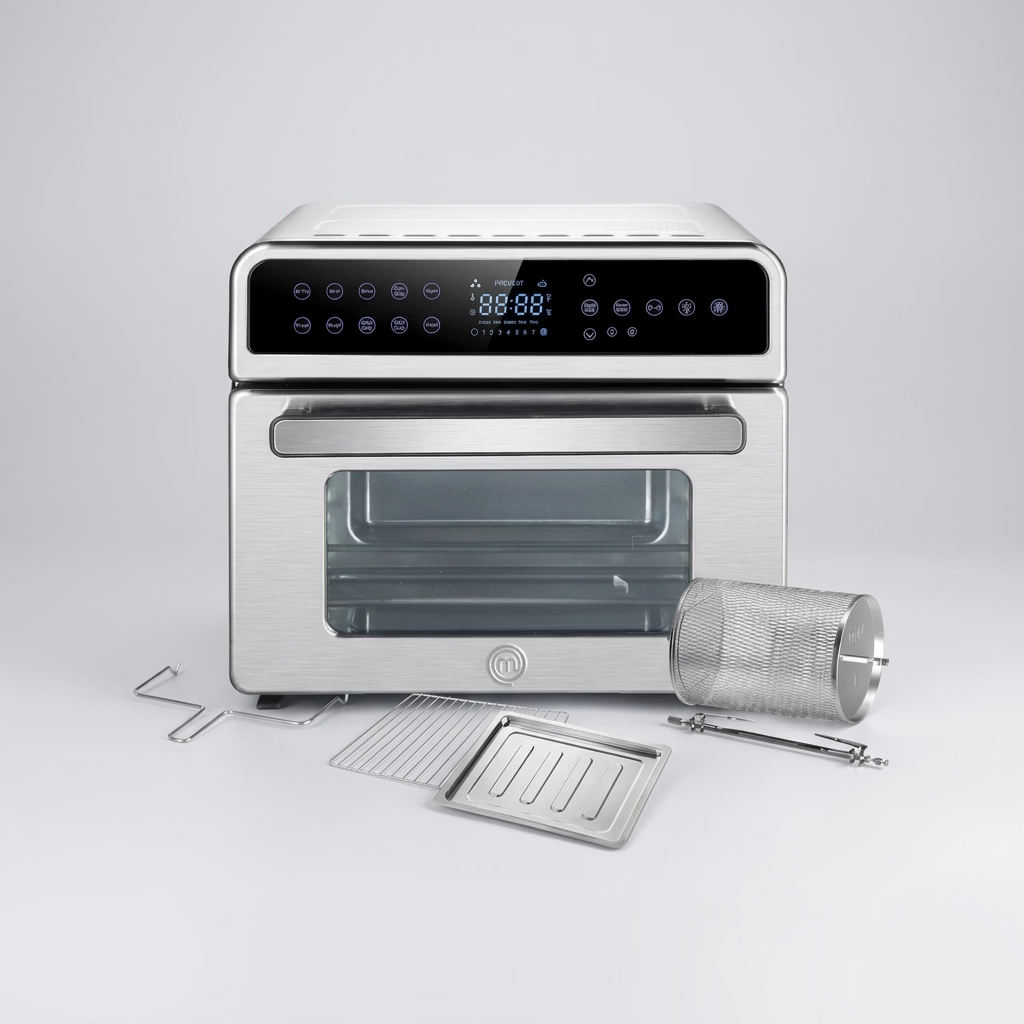 Horno Freidora de Aire MasterChef Smart-Cook MK-AFO-20SDT 20 L 1600 W, 10 Funciones, Función Dual, Panel Touch, Rostizador, Acero Inoxidable