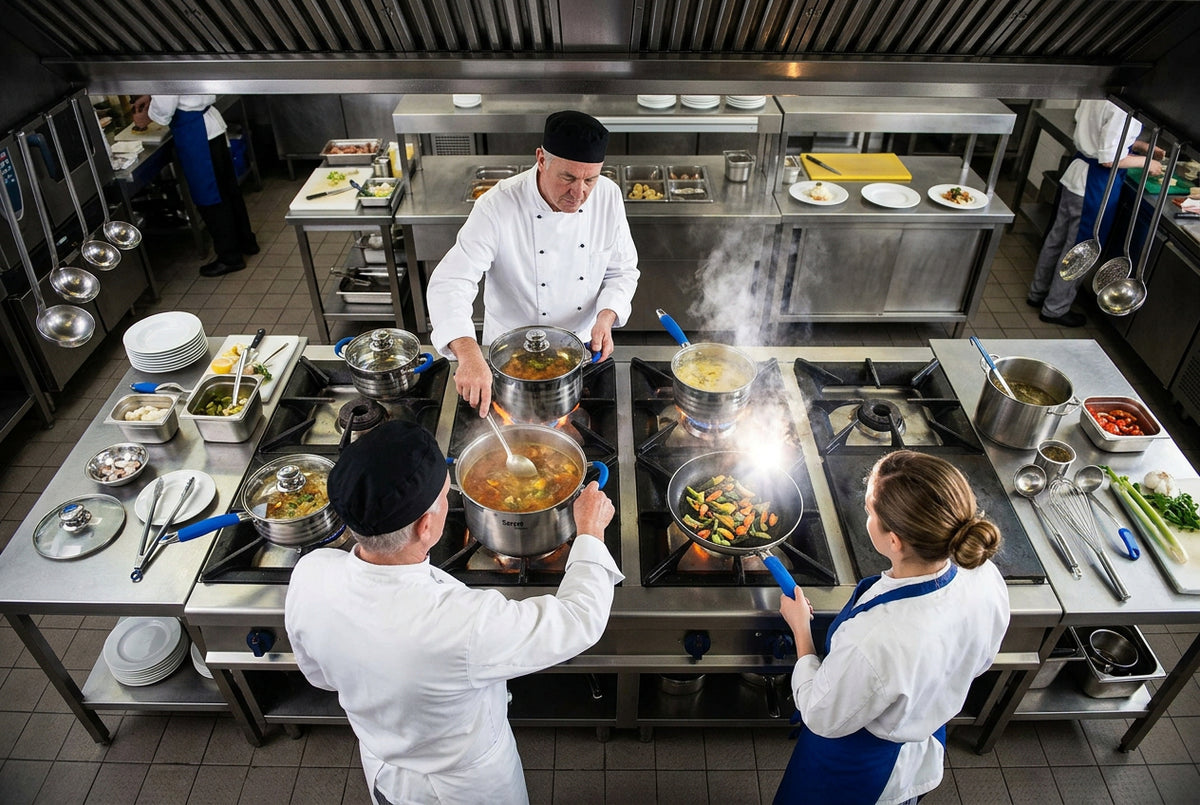 Batería de Cocina Columba 13 Piezas de Acero Inoxidable con Disco Difusor y Tapas de Cristal Templado