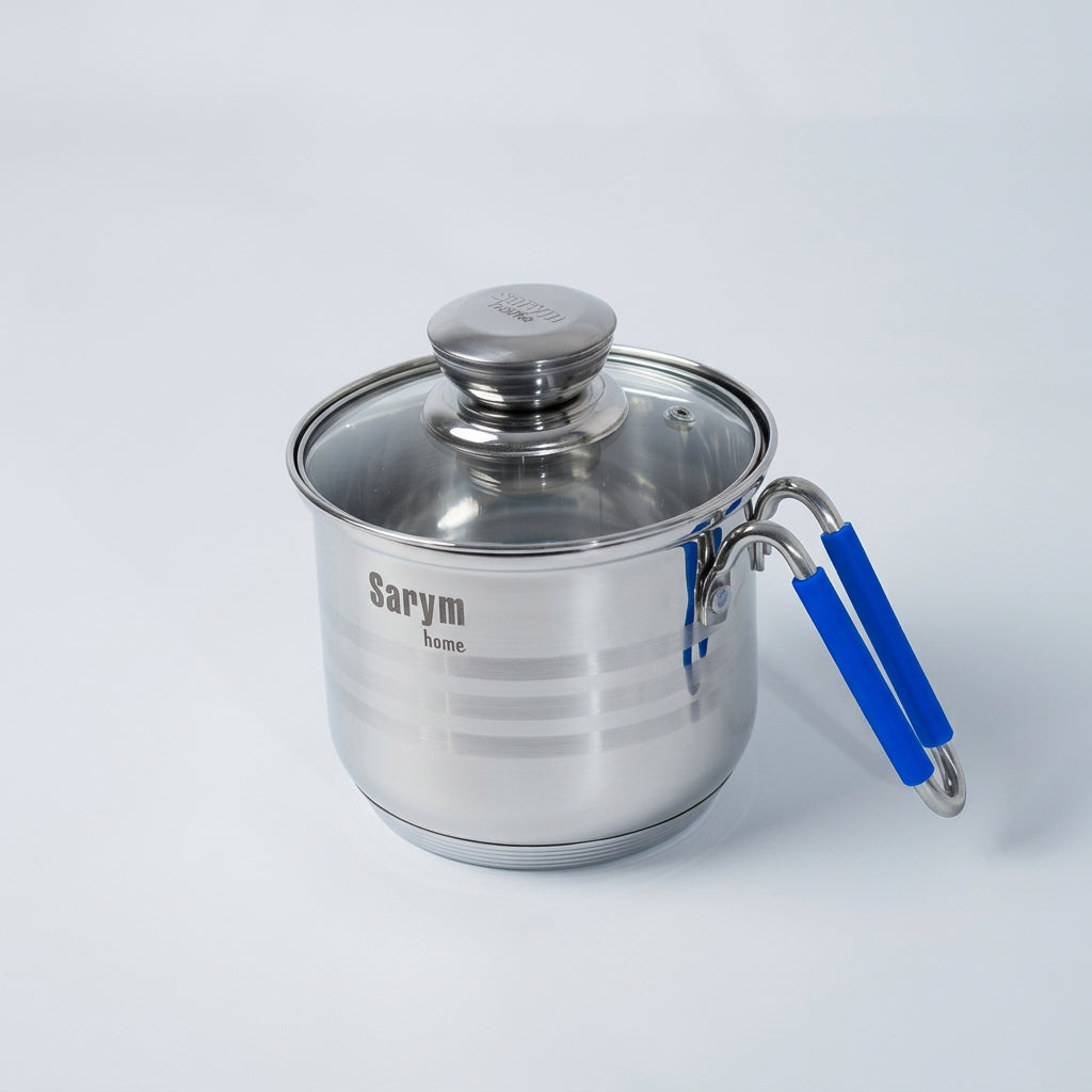 Batería de Cocina Columba 13 Piezas de Acero Inoxidable con Disco Difusor y Tapas de Cristal Templado