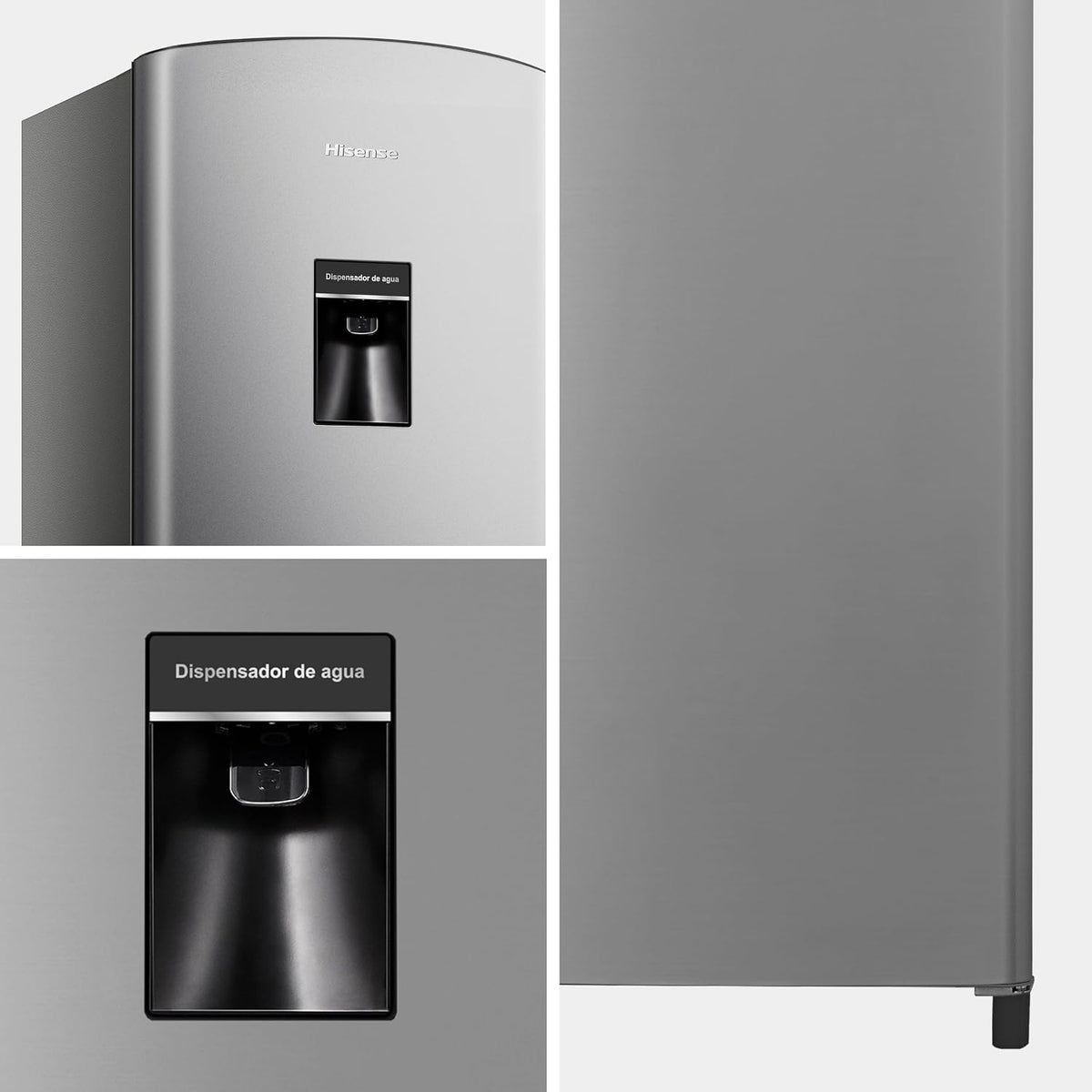 Refrigerador Hisense RR63D6WGX 6.3 Pies (7 Pies) con Despachador de Agua, Una Puerta, 176 L, Gris Plata