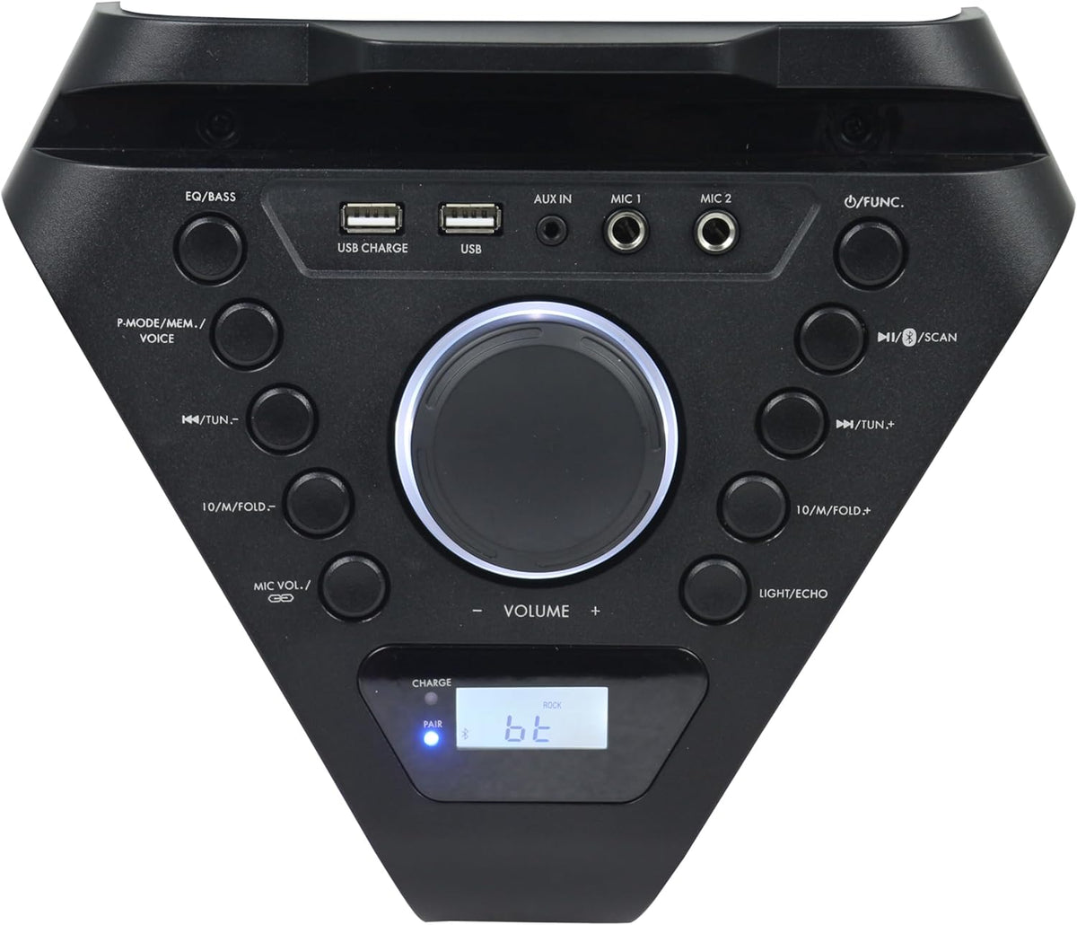 Bocina Bluetooth Aiwa AWPOK400LD 50W RMS (500W PMPO) Karaoke con Micrófono, Luces LED, TWS, Radio FM y Batería Recargable