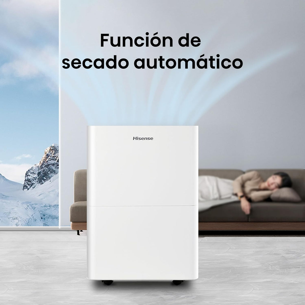 Deshumidificador Portátil Hisense DH50K1R 50 Pintas (23.7 L/día) 110V para 93 m², Control Remoto, Drenaje Continuo, Modo Silencioso