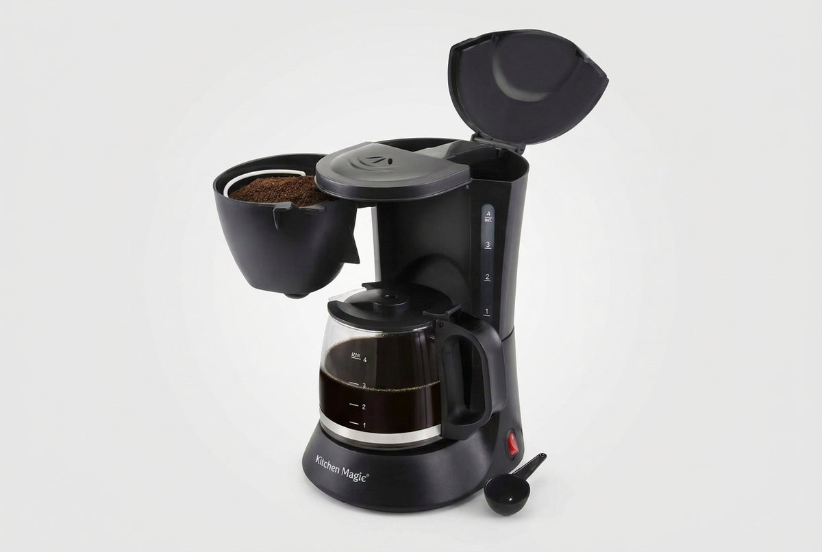 Cafetera de Goteo Koblenz CKM-204 N 4 Tazas 600 ml, 600 W, Filtro Permanente Lavable, Antigoteo, Base para Mantener Caliente, Negra
