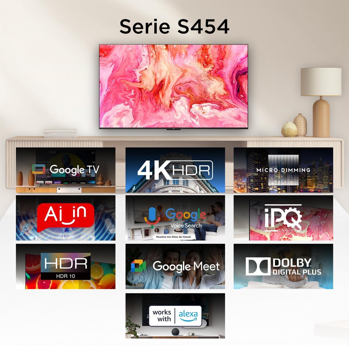 SmartTV TCL 50″ 50S454 – 4K UHD, Google TV y Conectividad Completa para tu Entretenimiento