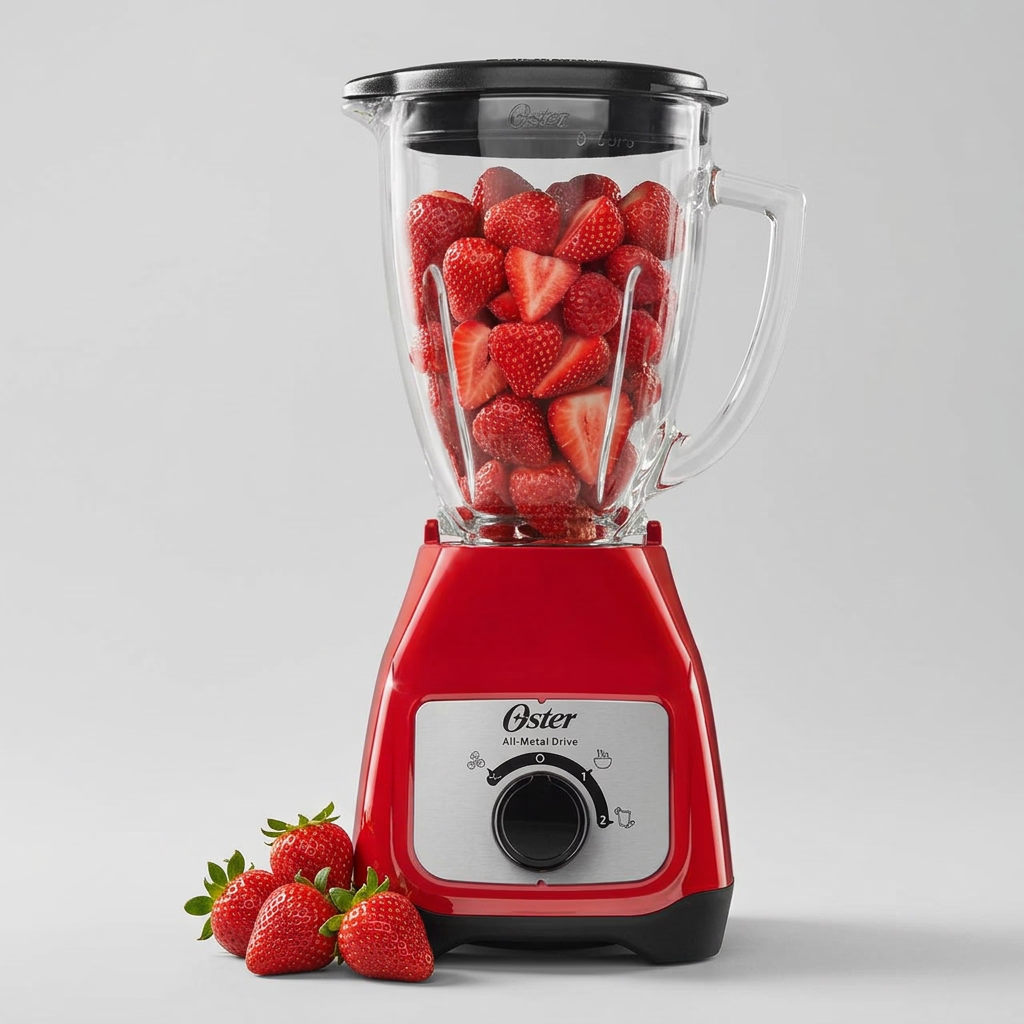 Licuadora Oster Kaliman BLSTKAG-RRD 550 W, 2 Velocidades + Pulso, Perilla, Vaso de Vidrio Boroclass 1.5 L, Acople Metálico, Roja