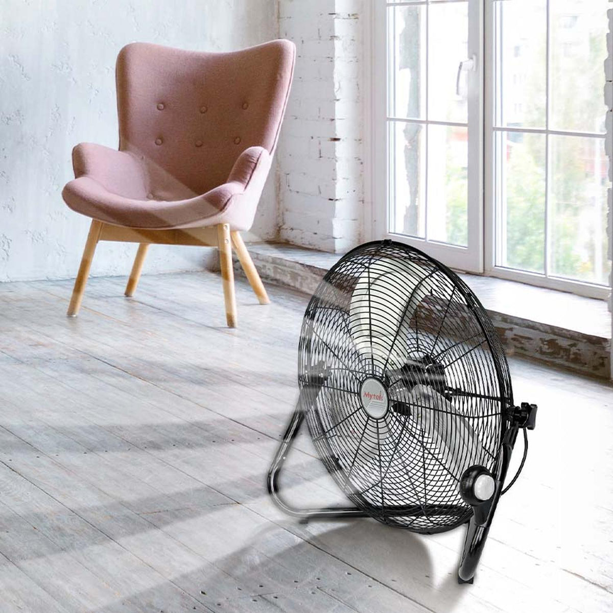 Ventilador Industrial Mytek 3406 de 20" Piso o Pared 2 en 1, 150W, Alta Velocidad, Aspas Metálicas, 3 Velocidades, Negro