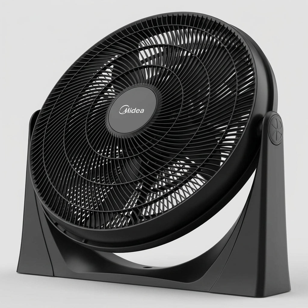 Ventilador de Piso Midea Power Breeze FB50-17H 20" 5 Aspas, Motor de Cobre 75W, 3 Velocidades, Montaje en Pared, Negro