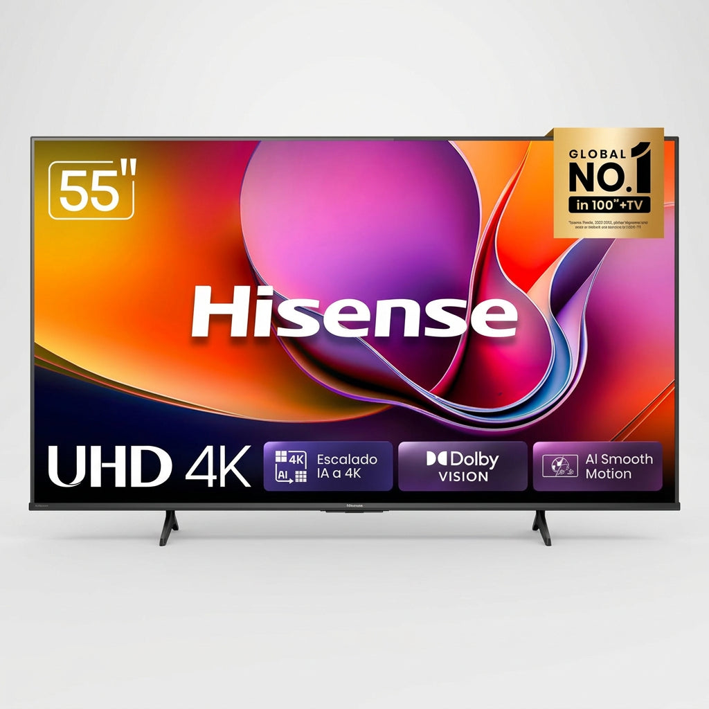 Pantalla Hisense 55" 4K UHD Smart TV VIDAA 55A65NV, Dolby Vision, HDR10, Game Mode Plus, Control de Voz, Bluetooth