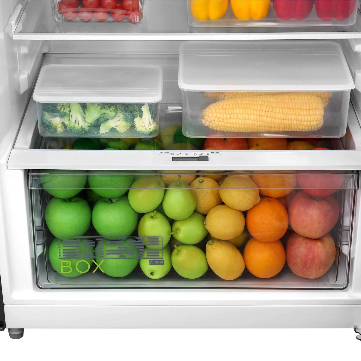 Refrigerador Midea Top Mount 17 Pies Inverter Quattro MDRT645MTM28WD, Congelador 107 L, Cooling Box, Doble Luz LED, Jazz Black