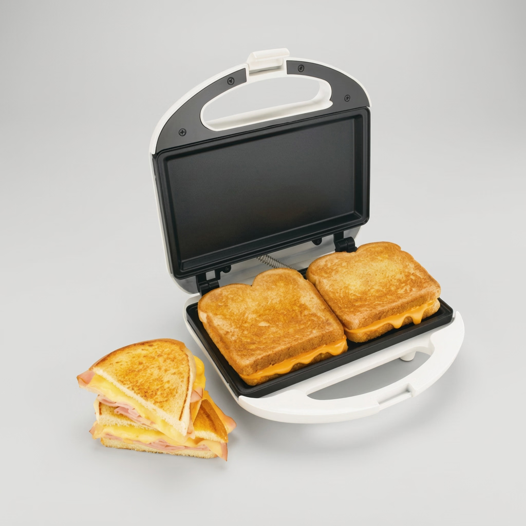Sandwichera Proctor Silex 25401G 700 W, 2 Sándwiches o 1 Largo, Superficie Antiadherente, Luces Indicadoras, Blanca