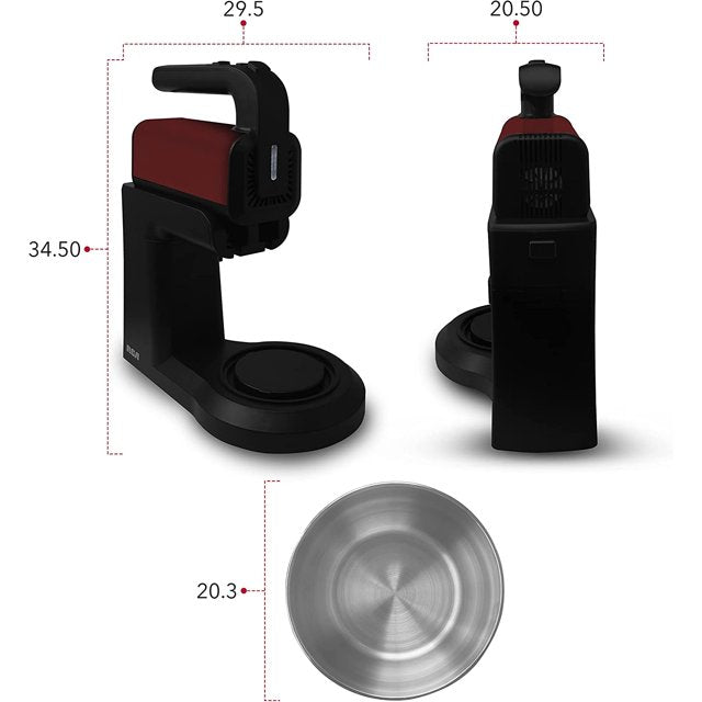 Batidora de Mano con Pedestal RCA RC-71 300 W, 5 Velocidades + Turbo, Tazón Giratorio de Acero Inoxidable 3 L, Negra con Rojo