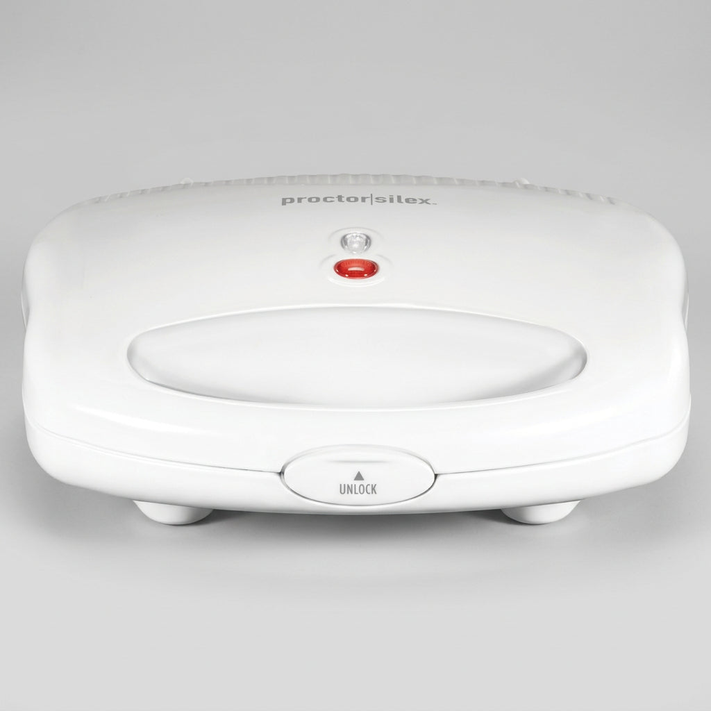 Sandwichera Proctor Silex 25401G 700 W, 2 Sándwiches o 1 Largo, Superficie Antiadherente, Luces Indicadoras, Blanca