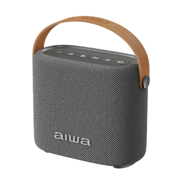 Bocina Bluetooth Portátil Aiwa AWS70BTG 7W RMS con Lámpara LED, TWS, Resistente a Salpicaduras IPX4, Gris