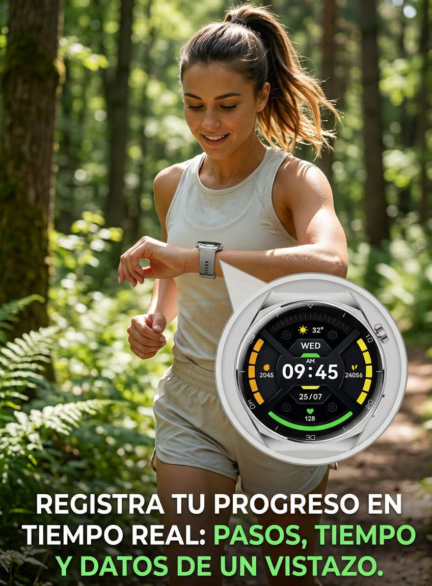 Reloj Inteligente Aiwa AiWatch AWSAM05GB Gris, Pantalla AMOLED 1.43", Llamadas Bluetooth, Ritmo Cardíaco, SpO2, +100 Deportes