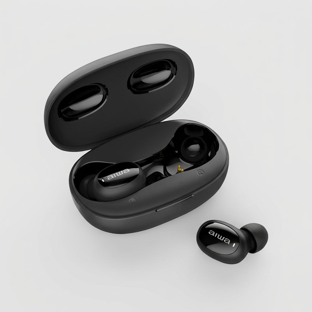 Audífonos Inalámbricos Bluetooth Aiwa AWTWSD3U True Wireless In-Ear, Bluetooth 5.0, Micrófono, Estuche de Carga, Negros