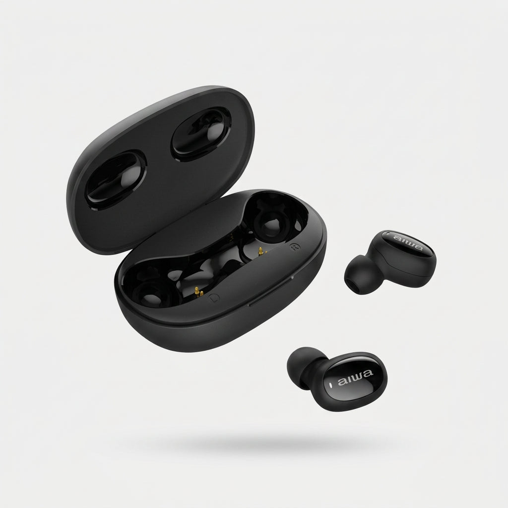 Audífonos Inalámbricos Bluetooth Aiwa AWTWSD3U True Wireless In-Ear, Bluetooth 5.0, Micrófono, Estuche de Carga, Negros