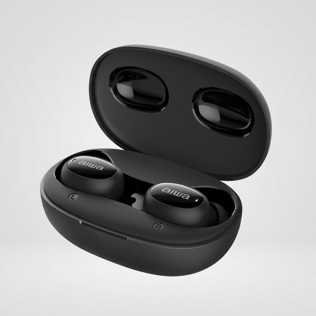 Audífonos Inalámbricos Bluetooth Aiwa AWTWSD3U True Wireless In-Ear, Bluetooth 5.0, Micrófono, Estuche de Carga, Negros