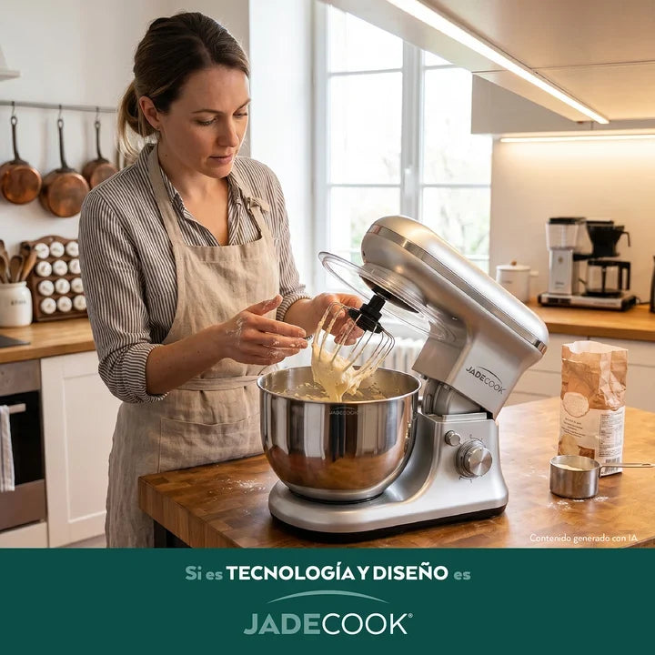 Batidora de Pedestal Jade Cook 4 en 1 C0530-00 Planetaria 6 Velocidades, Tazón Acero Inoxidable 5 L, con Accesorios para Helado